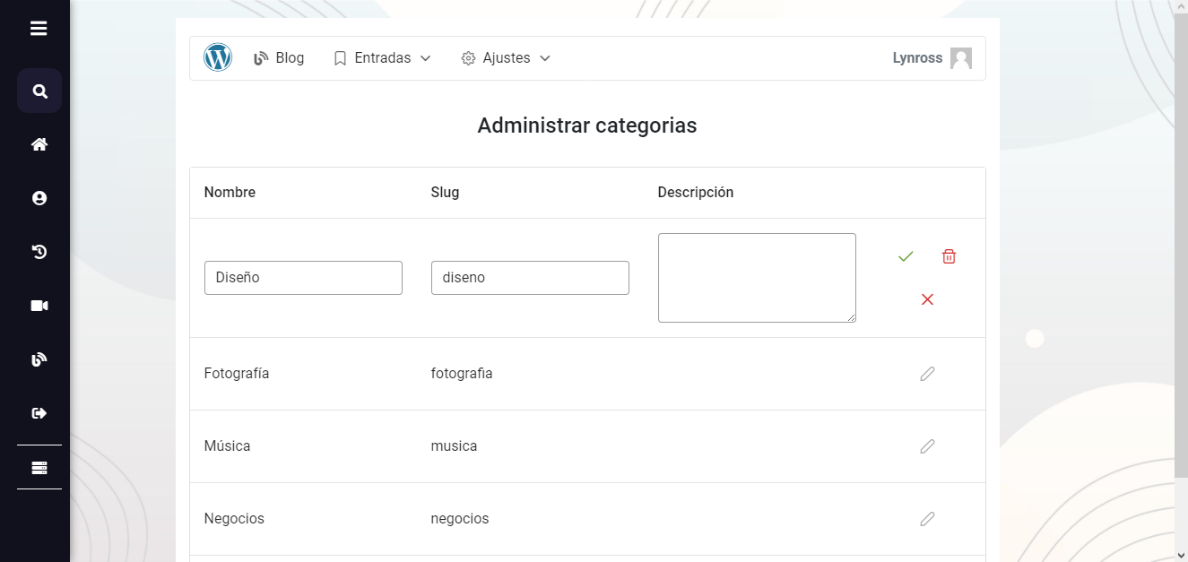 Categorías web