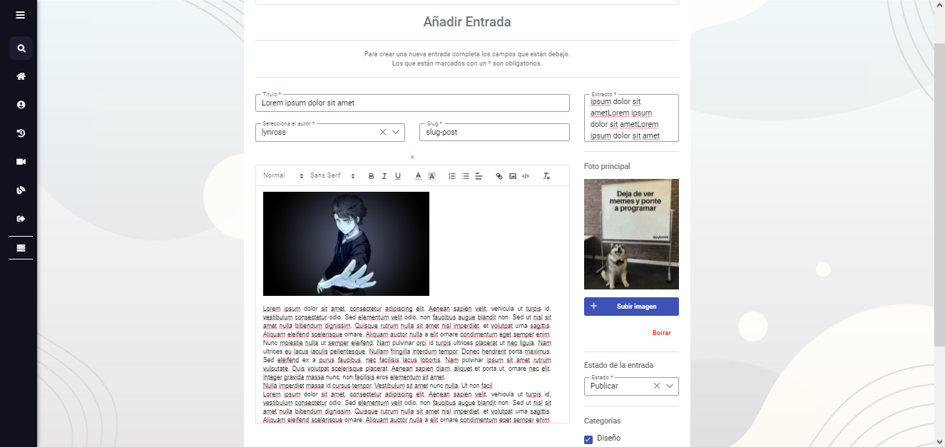 Crear entrada